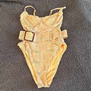 Stylish Gold One Piece Swimsuit